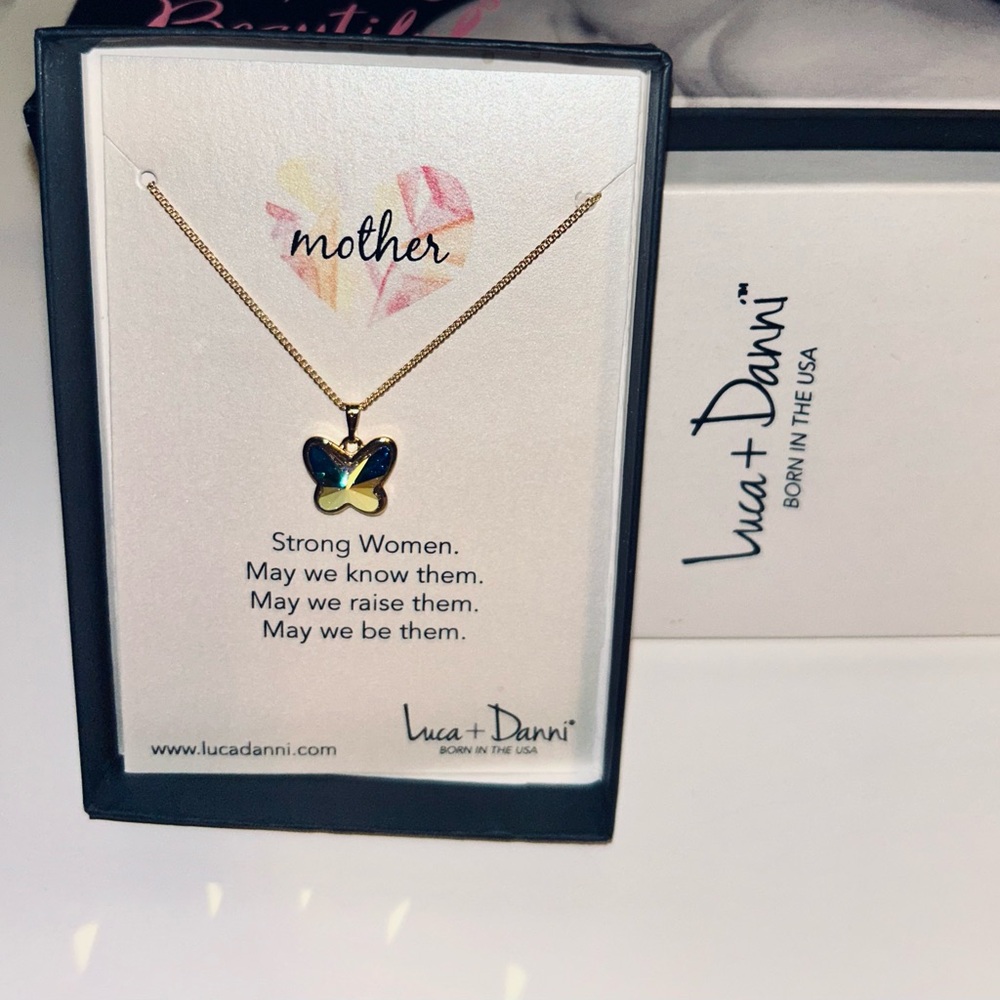 NWT*Mom~Luca + Danni Gold Brand New Butterfly Necklace for Mom BNWT
